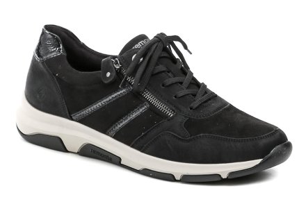 Damen-Ganzjahres-Wanderschuhe mit Schnürsenkeln und Reißverschluss, hergestellt aus einer Kombination aus Textil und Synthetik. Die Schuhe entsprechen den veganen Standards.
