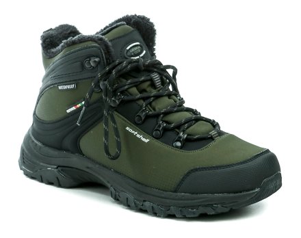 Herren Herbst- und Winter-Wander- und Outdoorstiefelette mit Schnürung, aus Softshell-Textilmaterial, innen mit feinem Textilfell gefüttert.