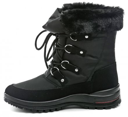 Jacalu A2841z61 schwarze Damen-Winterstiefel Wasserdichte Damen-Winterwander- und Freizeitstiefel mit Schnürmembran aus Textilmaterial.