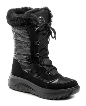 Jacalu A2841z61 schwarze Damen-Winterstiefel Wasserdichte Damen-Winterwander- und Freizeitstiefel mit Schnürmembran aus Textilmaterial.