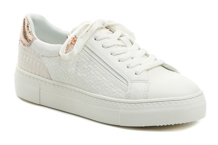 Damen-Ganzjahres-Wanderschuhe mit Schnürsenkeln und Reißverschluss. Die Schuhe bestehen aus einer Kombination aus Synthetik- und Textilmaterial.