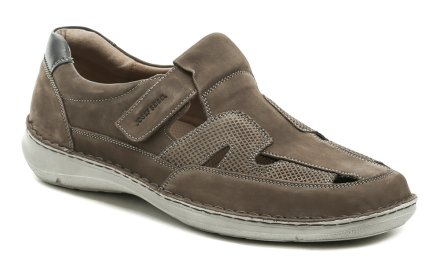 Sommerliche Herren-Wanderschuhe mit Klettverschluss. Josef Seibel Schuhe sind aus Naturleder mit Luftzirkulationslöchern hergestellt.