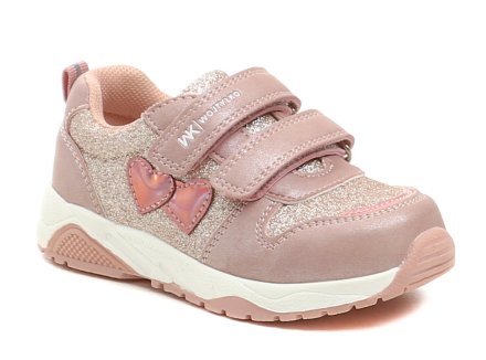 Ganzjahres-Wanderschuhe für Kinder mit Klettverschluss. Das Obermaterial besteht aus Synthetikleder, das Innenfutter aus einer Kombination von Naturleder und Textil.