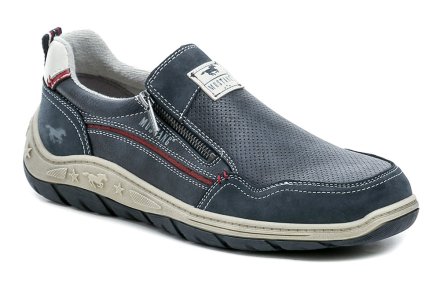 Herren-Ganzjahresschuhe mit Reißverschluss. Die Schuhe bestehen aus einem synthetischen Material in Lederoptik in Kombination mit Textilmaterial.