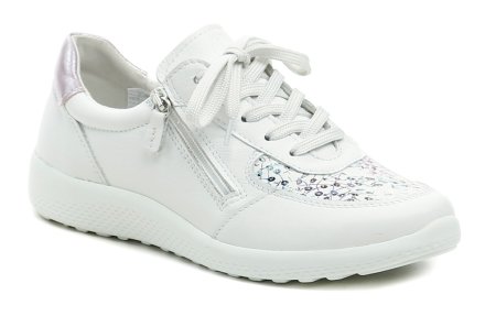 Ganzjahres-Wanderschuhe für Damen aus echtem Naturleder in Kombination mit flexiblem Textilmaterial, geeignet für Ballenzehen.