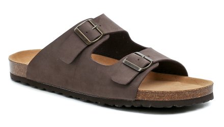 Herren-Hausschuhe und Slipper aus echtem Leder in Kombination mit Textil- und Synthetikmaterial.