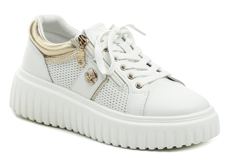 T.Sokolski W26-658 weiße und goldene Damen-Plateauschuhe | ARNO-schuhe.de – Schuhe mit Tradition