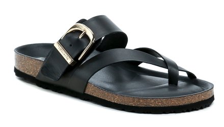 Sommerliche Damen-Wanderschuhe zum Hineinschlüpfen mit Zehensteg, aus echtem Leder und synthetischem Material.