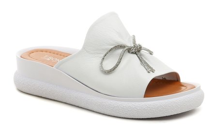 Sommerliche Damen-Slipper, keilförmige Hausschuhe, komplett aus echtem Leder gefertigt.