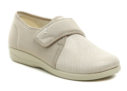 Medizinische Damen-Ganzjahresschuhe aus flexiblem Textilmaterial, geeignet bei Hallux valgus. Die Schuhe bestehen aus Textilmaterial.