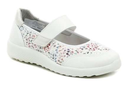 Medizinische Sommer-Walkingschuhe für Damen, hergestellt aus echtem Naturleder in Kombination mit flexiblem Textilmaterial, geeignet für Hallux valgus.
