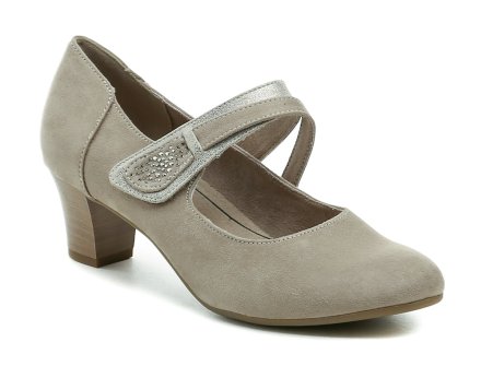 Damen-Wanderschuhe für alle Jahreszeiten und den Sommer mit mittelhohem Absatz und Klettverschluss über dem Spann. Die Schuhe sind aus Textilmaterial gefertigt.
