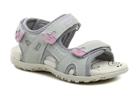 Sommerliche Wanderschuhe für Kinder, Sandalenart, mit Klettverschlüssen, aus Textilmaterial und mit Innensohle aus echtem Leder.