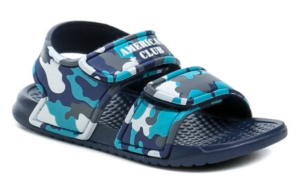 Sommerliche Freizeitschuhe für Kinder, Sandalenart, mit Klettverschlüssen, aus synthetischem Material und Textilfutter.