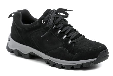 Herren-Ganzjahres-Wander- und Sportschuhe mit Schnürsenkeln, aus echtem Leder in Kombination mit Textilmaterial.