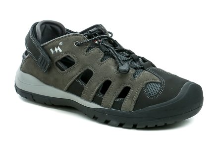 Oversize-Sandalen für Herren zum Spazierengehen im Sommer mit Anziehlaschen. Der Fersenbereich ist hinten mit einem Klettverschluss verstellbar. Das Material ist eine Kombination aus echtem Naturleder und Textil.