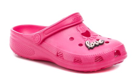 Sommerliche Kinder-Sandalen zum Hineinschlüpfen mit Fersenriemen aus synthetischem Material.