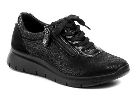 Damen-Ganzjahres-Wanderschuhe mit Schnürsenkeln und Reißverschluss, aus textilem Stretchmaterial.