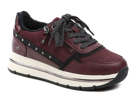 Damen-Wanderschuhe für Herbst und Winter mit Schnürung und Reißverschluss; die Schuhe bestehen aus synthetischem Material in Kombination mit Textilmaterial.