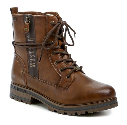 Winterstiefeletten für Damen mit Schnürung und Reißverschluss. Die Schuhe sind aus Synthetikmaterial gefertigt und innen mit feinem Textilfell gefüttert.