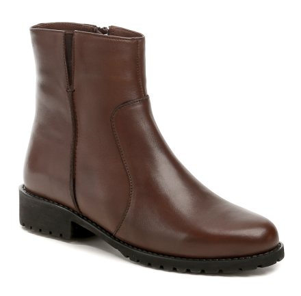 Damen-Ankle-Boots mit Reißverschluss für Herbst und Winter. Die Schuhe sind aus echtem Leder gefertigt und mit weichem Textilfutter ausgestattet.