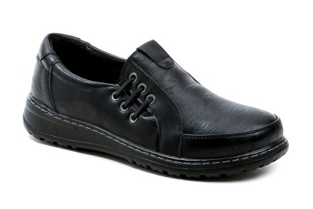 Damen-Walkingschuhe mit leichtem Keilabsatz. Aus Synthetikmaterial gefertigt und mit feinem Filz gefüttert.