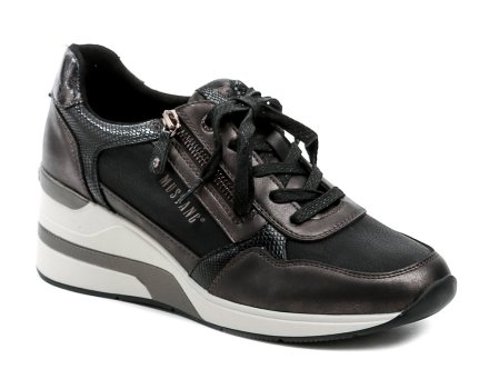 Damen-Keilschuhe für Herbst und ganze Jahreszeit mit Schnürung und Reißverschluss, aus synthetischem Material.