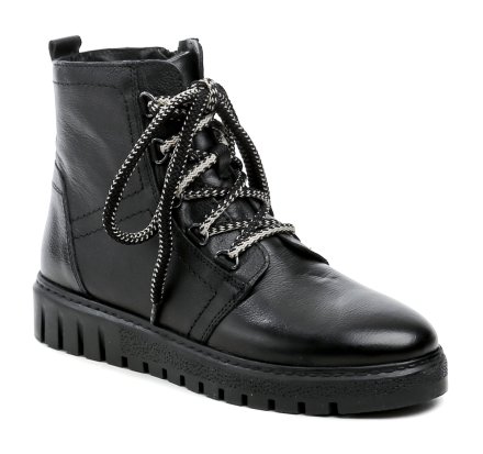 Damen-Wanderschuhe für Herbst und Winter mit Schnürung und Reißverschluss. Die Schuhe sind komplett aus echtem Leder gefertigt.