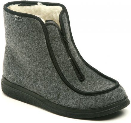 Damen-Winterstiefelette mit Reißverschluss aus Textilmaterial.