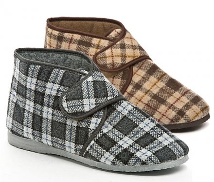 Herren-Winter-Slipper mit Klettverschluss, aus Textilmaterial.