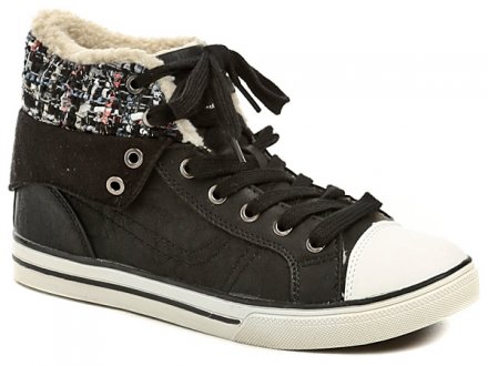 Winter-Wanderstiefel für Damen mit Schnürsenkeln, aus Synthetikmaterial kombiniert mit Textilmaterial.