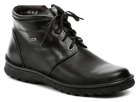 Herren-Winterwanderstiefel mit Schnürsenkeln, aus echtem Naturleder. Das Schuhwerk ist gesteppt, für erhöhte Wasserfestigkeit ist es notwendig, die Nähte mit Creme zu versiegeln.