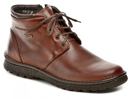 Herren-Winterwanderstiefel mit Schnürsenkeln, aus echtem Naturleder. Das Schuhwerk ist gesteppt, für erhöhte Wasserfestigkeit ist es notwendig, die Nähte mit Creme zu versiegeln.