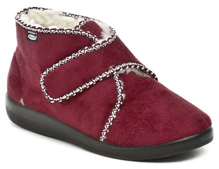 Damen Winter Hausschuhe Gesundheitsschuhe mit Klettverschluss, aus textilem Material.