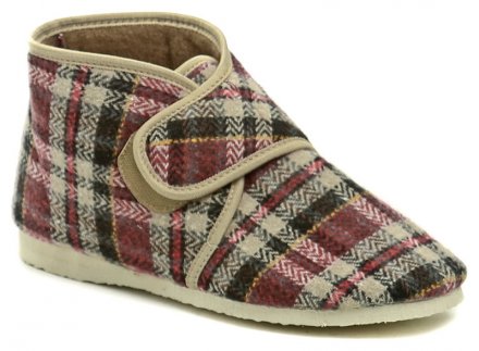 Winterliche Damen-Schlupfstiefelette mit Klettverschluss, aus textilem Filzmaterial.