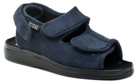 Orthopädische und diabetische Damen-Sommerschuhe mit Klettverschluss, aus Textilmaterial.