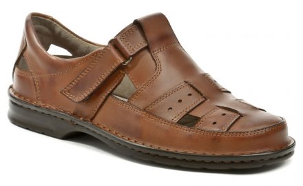 Sommerliche Herren-Wanderschuhe mit Klettverschluss, aus echtem Naturleder.