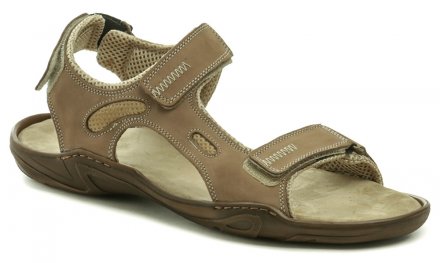 Sommerliche Herren-Wanderschuhe mit verstellbaren Riemen über dem Knöchel und um die Ferse, aus echtem Leder.
