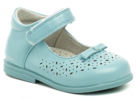 Sommerliche Wanderschuhe für Mädchen mit Klettverschluss. Der Schuh ist aus Synthetikleder am Schaft und einer voll ausgestatteten Innenausstattung aus echtem Naturleder gefertigt, die Innensohle ist außerdem mit einer Fußgewölbestütze ausgestattet.