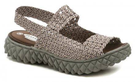 Die originellen Damen-Sommer-Wander- und Freizeit-Gummischuhe Rock Spring aus textilem Material, das aus Gummibändern hergestellt ist.