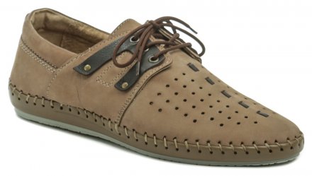Herren-Sommer-Wanderschuhe mit Schnürsenkeln, aus echtem Naturleder.