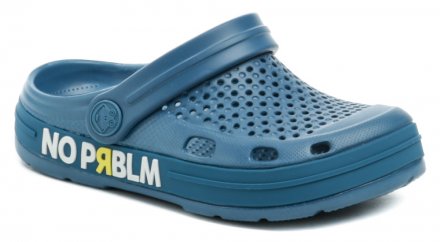 Sommerliche Kinderschuhe zum Hineinschlüpfen mit einem Riemen um die Ferse oder über den Knöchel, aus synthetischem Material.
