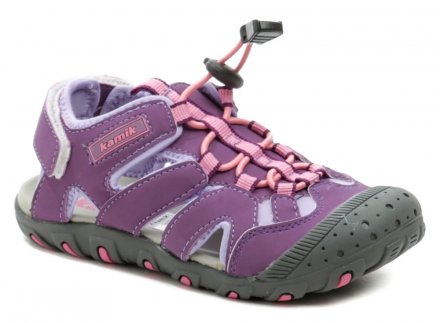 Kinder-Sommer-Wander- und Trekking-Sandale aus einer Kombination von synthetischem und textilem Material.
