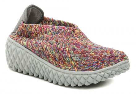Original Frauen Sommer Wandern und Freizeit Gummi Schuhe Rock Spring auf Keil. Der Schuh ist aus textilem Material, das durch Gummibänder gebildet wird, hergestellt.