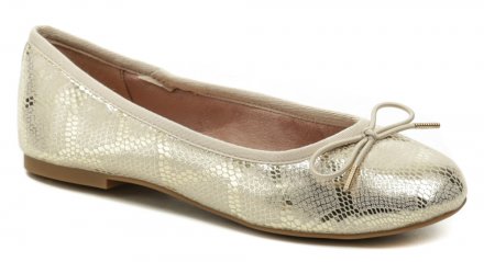 Damen-Sommer-Walking-Schuhe Typ Ballerinas, aus Textilmaterial mit glänzender Applikation.