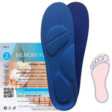 Memory-Einlegesohlen zum Einlegen in Schuhe, aus Latexschaumstoff mit Textiloberfläche.