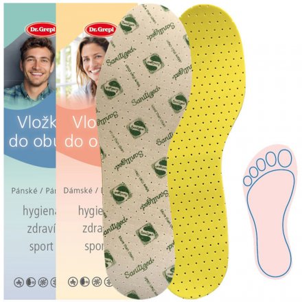 Duftende Einlegesohlen für Männer zum Einlegen in Schuhe, hergestellt aus einer Kombination von synthetischem Schaumstoff und Textilmaterial. 
