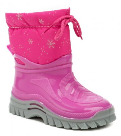Wasserdichte Kinder-Winterstiefel zum Wandern und für die Freizeit, mit Schnürung um den Fuß, aus einer Kombination von synthetischem und textilem Material.