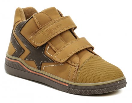 Herbstliche Kinder-Schnürstiefeletten aus Synthetikmaterial und mit Textilfutter im Inneren ausgestattet.