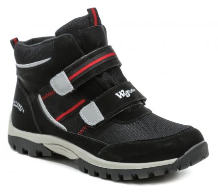 Wojtylko 5Z21040 schwarz Kinderstiefel Herbstliche Kinder-Schnürstiefelette aus einer Kombination von Textil und Synthetik aus dem wasserdichten Material SOFTSHELL, innen mit einem Textilfutter ausgestattet.